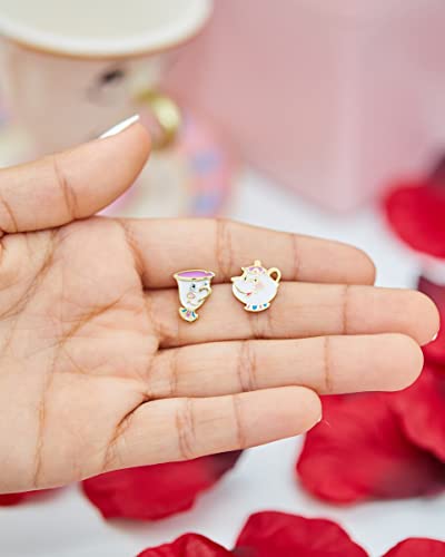 Disney Beauty and the Beast Chip and Mrs. Potts Mismatched Stud Earrings, Sterling Silver3