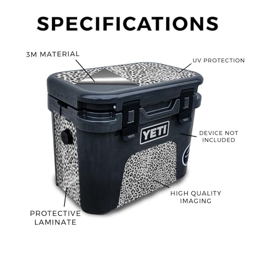 Image of Skin Compatible with Yeti Roadie 15 Hard Cooler - Snow Leopard Print - Premium 3M Vinyl Protective Wrap Decal Cover - Easy to Apply | Crafted in The USA by MightySkins