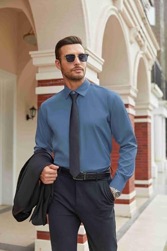 Image of COOFANDY Mens Stretch Dress Shirts Long Sleeve Button Down Shirt Regular Fit Formal Business Shirts