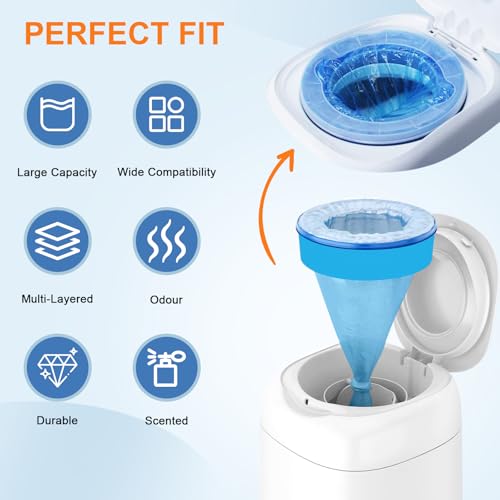 Windeleimer Nachfüllkassetten, 12 Stück Verdickte Geruchsdichte Wickeleimer Nachfüllfolie, Nachfüllkassetten Windeleimer Kompatibel mit Tommee Tippee, Angelcare, LitterLocker, Spross
