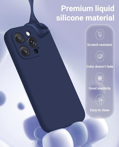 Image of DIZORO Microfiber Square Candy Case Compatible for iPhone 14 PRO, Shockproof Slim Back Cover Gel Rubber Liquid Silicone Case - Blue