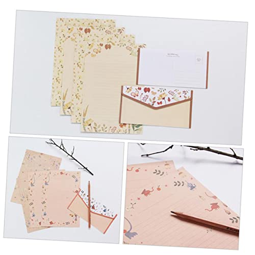 HYTROVE 5セット点 花柄 プリント 封筒と便箋 文房具用紙 学校用文房具 手紙 書き初め ラブレター 手作業装飾 プレゼント