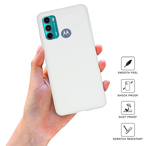 Image of SPRIG Compatible with Motorola G60 Liquid Silicone Premium Back Cover Drop Tested Shock Proof Mobile Case for Men, Women, Boys and Girls with Camera Protection (White)