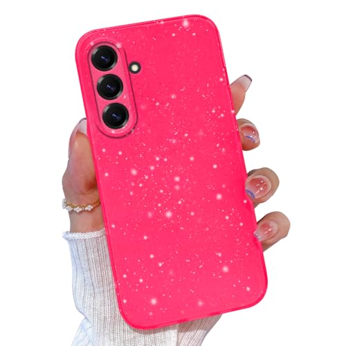 TURYXIA for Samsung Galaxy A17 5G Case, for Galaxy A17 5G Phone Case Hot Pink Glitter for Women Girls Girly Cute Sparkly Bling Neon Bright Color Soft Shockproof Phone Cover, Hot Pink