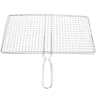 Toddmomy Bbq Fish Grill Basket, Camping Grill Fish Vegetable Grilling Basket Stainless Steel Wire Net with Handle for Shrimp Barbeque Griller Outdoor Cooking Accessories