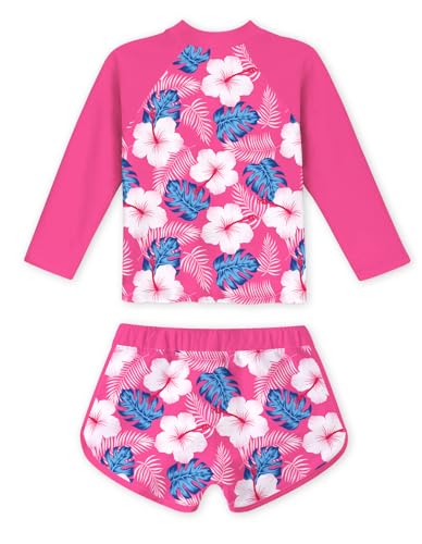 Image of TUONROAD Girls 2 Pieces Rash Guard Swimsuit Long Sleeve Tankini for 4-10 Years