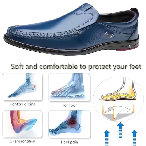 Asifn Men's Casual Loafers Business Leather Formal Dress Slip-on Lightweight Padded Warmth Comfortable Outdoor Shoes3