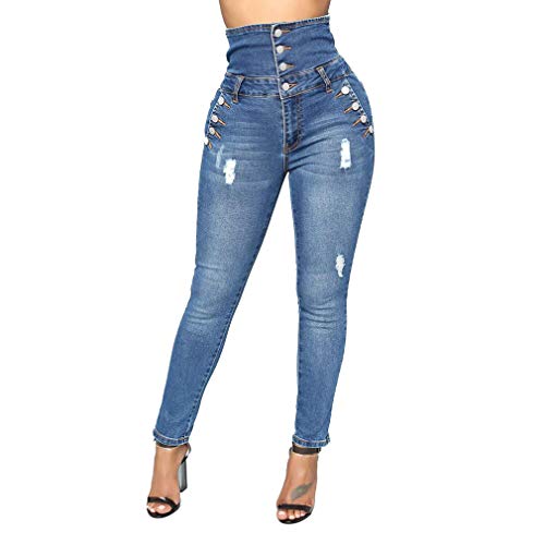 Juleya Jeans Mujer Pantalones elásticos de Cintura Alta Straight Denim Pants Sexy Pantalones lápiz Pantalones de Mezclilla Casual