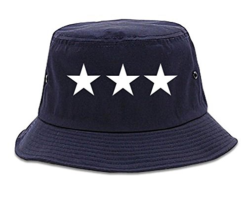 Kings Of NY Three Stars USA America Hood Style Trap Bucket Hat Blue