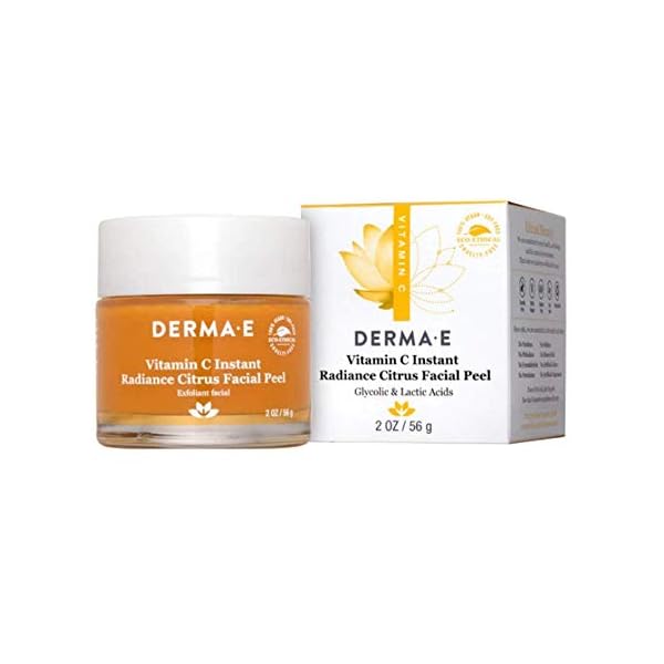 DERMA E Vitamin C Instant Radiance Citrus Facial Peel â Non-Abrasive Peel for Face and Neck - Skin Brightening Face Peel Resurfaces, Smooths and Rejuvenates Facial Skin, 2 oz