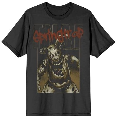 Five Nights at Freddy's Springtrap Freddy Men's Charcoal Crew Neck Short Sleeve T-Shirt-XXL