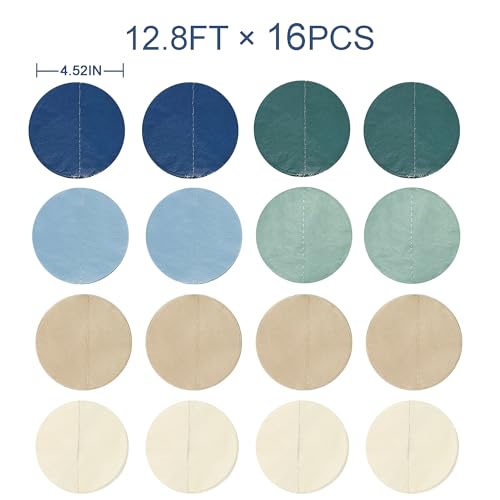 Image of 205 Ft Sage Green Dusty Blue Khaki Beige Circle Dot Backdrop Garland Tissue Paper Polka Dots Hanging Streamer for Birthday Wedding Silly Goose Themed Party Decorations Supplies