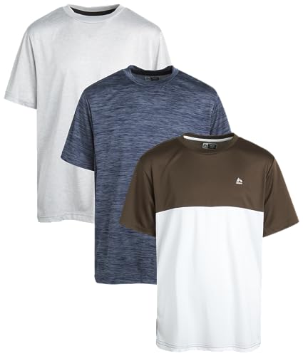 RBX Boys' Active T-Shirts - 3 Pack Short Sleeve Performance Dry Fit Tees - Workout Gym Shirts for Boys (8-16)