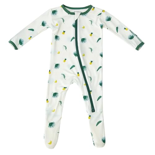 Image of Tropical Palms Footie for baby - 95% Viscose made from bamboo, 5% Spandex - Imported, 0-3 Months