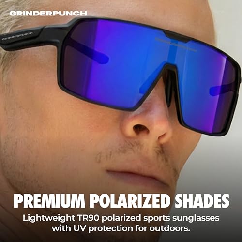 Image of grinderPUNCH Polarized Sports Sunglasses for Men Women UV Protection Shades for Baseball Running Cycling Skiing & Pickleball