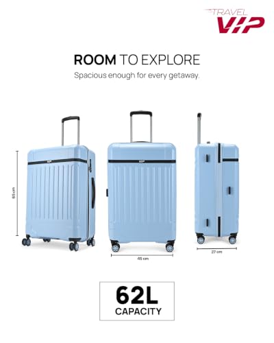 Image of VIP Bastion Medium Polycarbonate Hard Case 8-Wheel Trolley Bag, Sky Blue