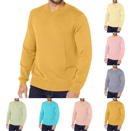 Cambkatl Men's Basic Solid V Neck Pullover Sweaters Stretch 2025 Fall Winter Long Sleeve Knitted Casual Sweater Tops2