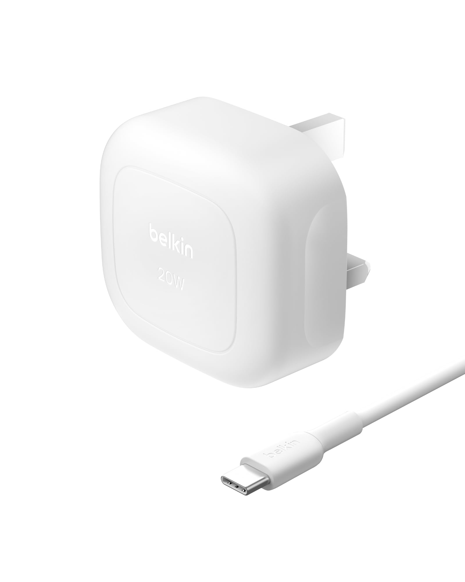 Belkin Boost Charge 20W USB C UK Wall Charger with USB C to C Cable White