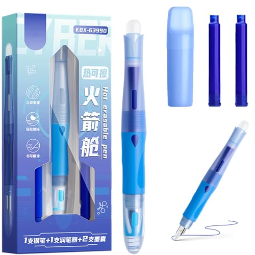 Canollo Radierbarer Füller, Füllhalter mit 2 Radierbarer Tinte, Schreiben, Radieren & Korrigieren in Einem, Füller Grundschule, Füllhalter Radierbar für Linkshänder Rechtshänder, für Schule und Alltag