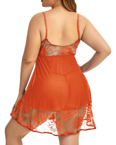 Image of Women's Lingerie Lace Babydoll Plus Size Sleepwear Nightwear Mesh Chemise