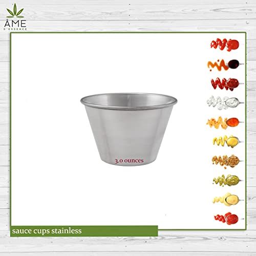 (Pack of 12) 3.0 oz. Ramekin Cups Stainless Steel Sauce Cups Commercial Grade Portion Dressings Cups