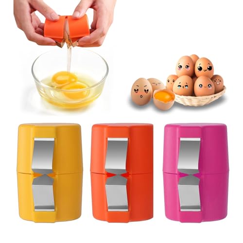 3 abridores de cáscaras de huevo, separador de huevos para huevos crudos, cortador de huevos de acero inoxidable para huevos crudos, corte rápido de huevos cocidos para uso doméstico y cocina (A)