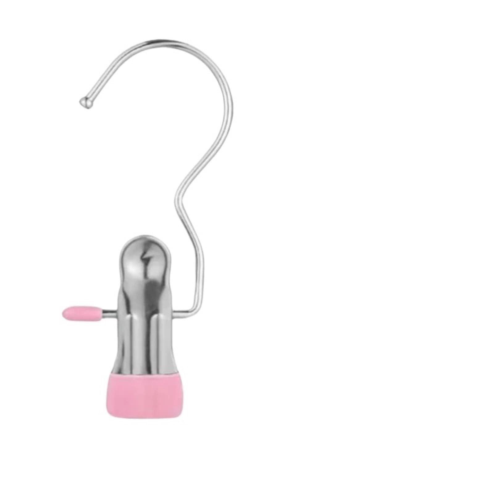20pcs Boot Hanger Rotating Portable Space Saving Single Clips Stainless Steel Hanging Hold Clip For Closet Travel For Home(Pink)