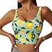 Cozy for Lemon Tree Leaves Tropical Flowers Floral Sports Bra for Women Girls, U-Shaped Back Tops Padded Control Shapewear Sportswear for Gym Running