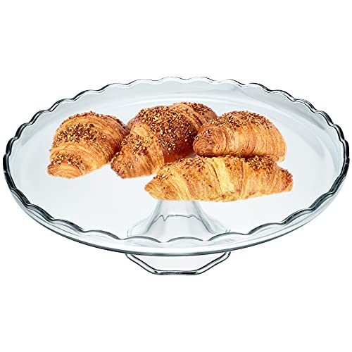 Présentoir à gâteau KADAX en Verre, présentoir à gâteau avec Pied, Assiette à gâteau Ronde pour Muffins, Biscuits, Desserts, Anniversaire, fête, Support Plat pour Mariage, Assiette à gâteau (Ronde)