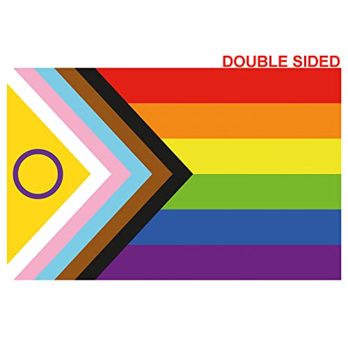 Bradford New Intersex Progress Pride Flag 3X5 Ft, Double Side Inclusive New Pride Flags For Outdoor Lgbtq Gay Lesbian Transgender Rainbow All Inclusive Lgbt Flags #TOP6