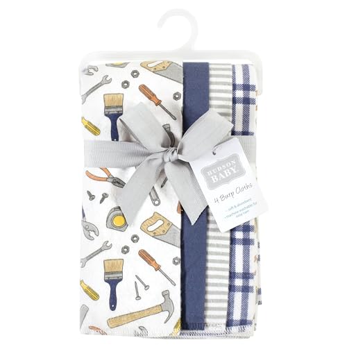 Image of Hudson Baby Cotton Poly Flannel Burp Cloths Multipack, Construction Work 8-Pack, One Size