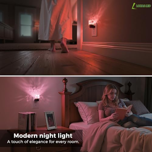 l lohas led night light night lights plug into wall with 10 color change rbg nightlight plug in wall built in dusk to dawn sensor for hallway bathroom rooms 2 pack