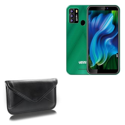 BoxWave Case Compatible with Yezz Max 3 - Elite Leather Messenger Pouch, Synthetic Leather Cover Case Envelope Design - Jet Black