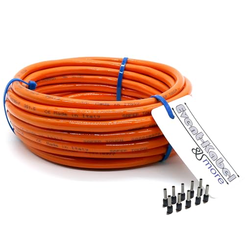PUR-Leitung orange H07BQ-F 3x1 5mm2 Polyurethanleitung Baustellenkabel Industriekabel für den Außenbereich 5-100m inkl. 10x 1 5mm Aderendhülsen (5 Meter)