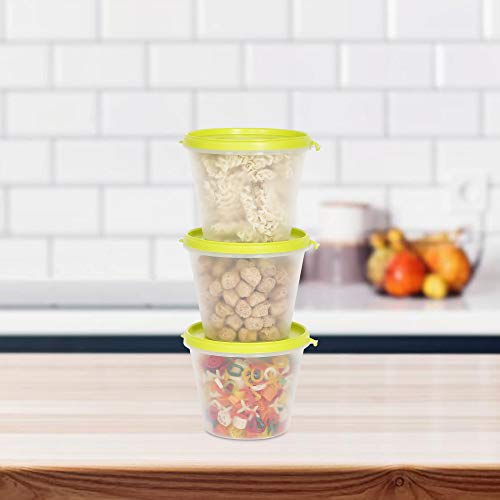 Image of Cutting EDGE Nesterware 1000ml Stackable Food Container (Set of 3, Green) | BPA-free plastic, stackable design, leak-proof, kitchen storage, pantry, fridge, meal prep, reusable, travel use
