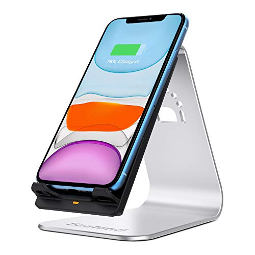 Bestand Fast Wireless Charger, 2-Coil Charging Stand Holder Compatible with All Qi-Enabled Devices Silver
