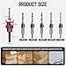 FKUFKU Countersink Drill Bit Set - 5 Pcs Countersink Drill Bit with Low Friction Depth Stop, Replaceable HSS M2 Tapered Bits, Carbide Drill Bits 1/4” Hex Shank for Woodworking Tools & Hand Tools