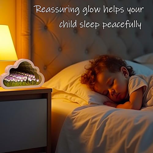 Image of Olyra Tulip Light Mirror Cloud Shape with LED Tulip Flowers, Aesthetic Cloud Vanity Mirror Lamp for Bedroom & Dressing Table, Cute Korean Style Room Decor Mirror Light for Girls Desk, Makeup & Gift