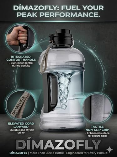 Image of Gallon Water Bottle with Handle and Motivational Time Marker 2 Litre, Sipper Bottle for Adults, Men, Women,Water bottle for Gym, Office,Travel and Outdoors, (Black)