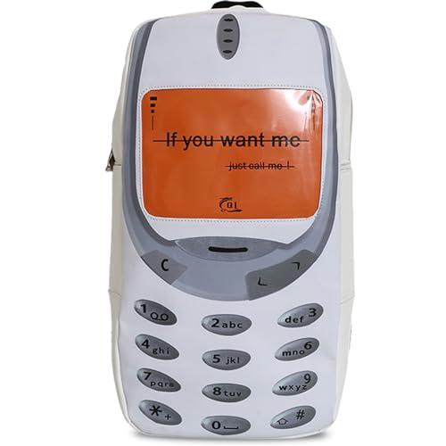 Teclado Fashion Backpack Personality Spoof Mobile Phone Style Casual Vintage Bookbags Lightweight Travel Daypacks (White)