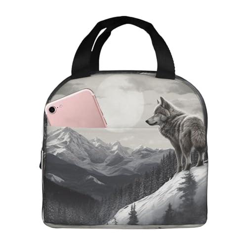 Snow Mountain Lone Wolf Borsa per il pranzo portatile isolata borsa da picnic borsa da lavoro borsa per conservare la freschezza del campeggio