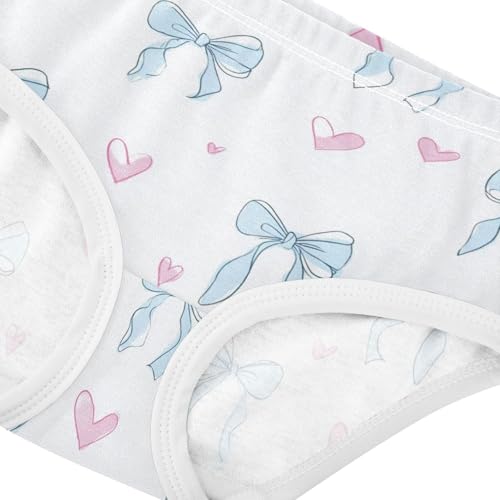 Wusikd Light Blue Bows Girls' Underwear Cotton Pink Hearts Girls Briefs Soft Toddler Underwear 2T4