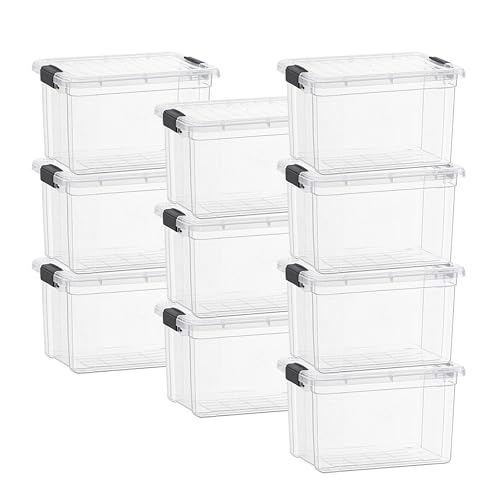 Image of Superio 26.5 Quart Clear Plastic Storage Boxes with Lids, Stackable Organizer Containers, BPA-Free Storage Bins for Home, Office, School & Dorm, 10 Pack