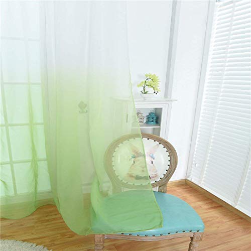 Wubodti Green Ombre Sheer Voile Window Door Curtains 1 Panel Rod Pocket Kids Bedroom Window Treatments Drapes For Nursery Living Room Sliding Glass Door, 39" Wx79 L #TOP2