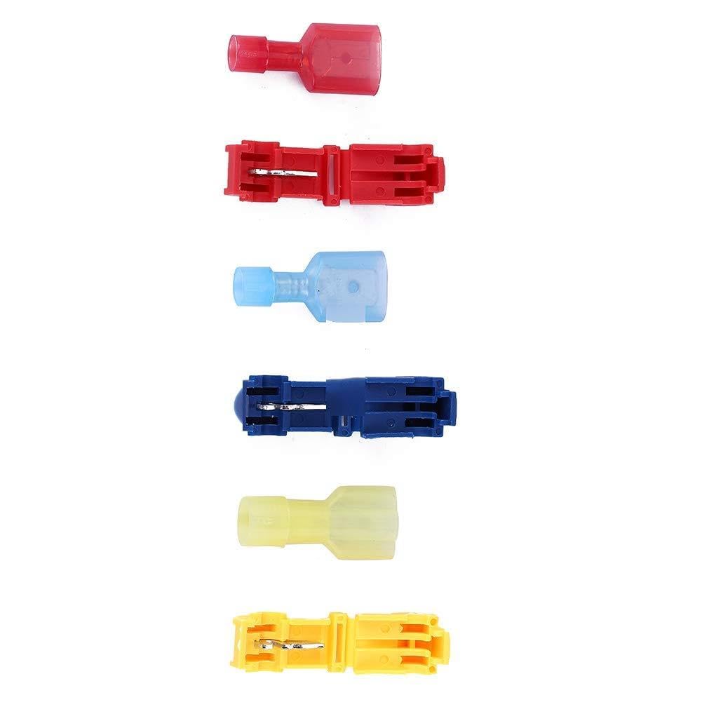 T Tap Electrical Connectors, Quick Wire Splice, Snap Tap Connectors with Brass Contacts, Nylon Disconnects for 22-10AWG Cables, Flame Retardant, Insulated Terminals for Automotive