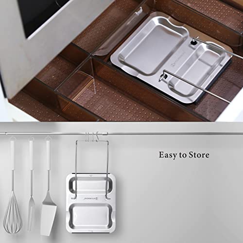 Foldable Spoon Rest And Pot Lid Holder For Counter, Non-Scratch Silicone Base, Stainless Steel Pan Pot Cover Lid Rack Shelf Stand Holder Spoon Holder Utensil Rest Stove Organizer, By Kitchendao #TOP5