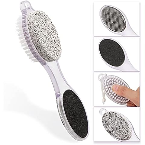 Foot Files for Hard Skin - 4 in 1 Foot File with Pumice Stone, Sandpaper File, Stainless Steel Fine File and Foot Scrubber to Remove Dead Skin Easily - Perfect Metal File for Household Foot Care Cover