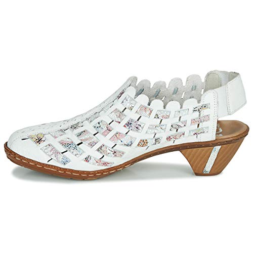 Image of Rieker 46778 Sina Women's Heels - Sling-Backs, Leather Upper, Hand-Woven Design, Anti-Stress Comfort, Flexible Sole, Secure Fit, and Timeless Everyday Style