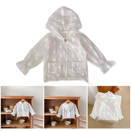 Lightweight Kids Sun Suit Fashionable Zippered Floral Embroidery Hooded Coat for Girls Aged 0 to 3 Years2
