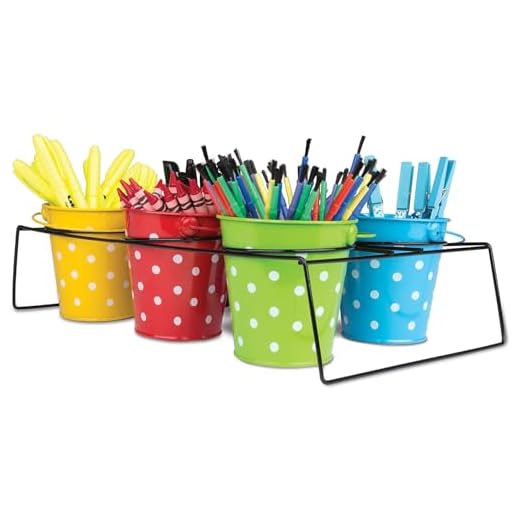 Teacher Created Resources Polka Dot Buckets & Caddy Set, (9487)